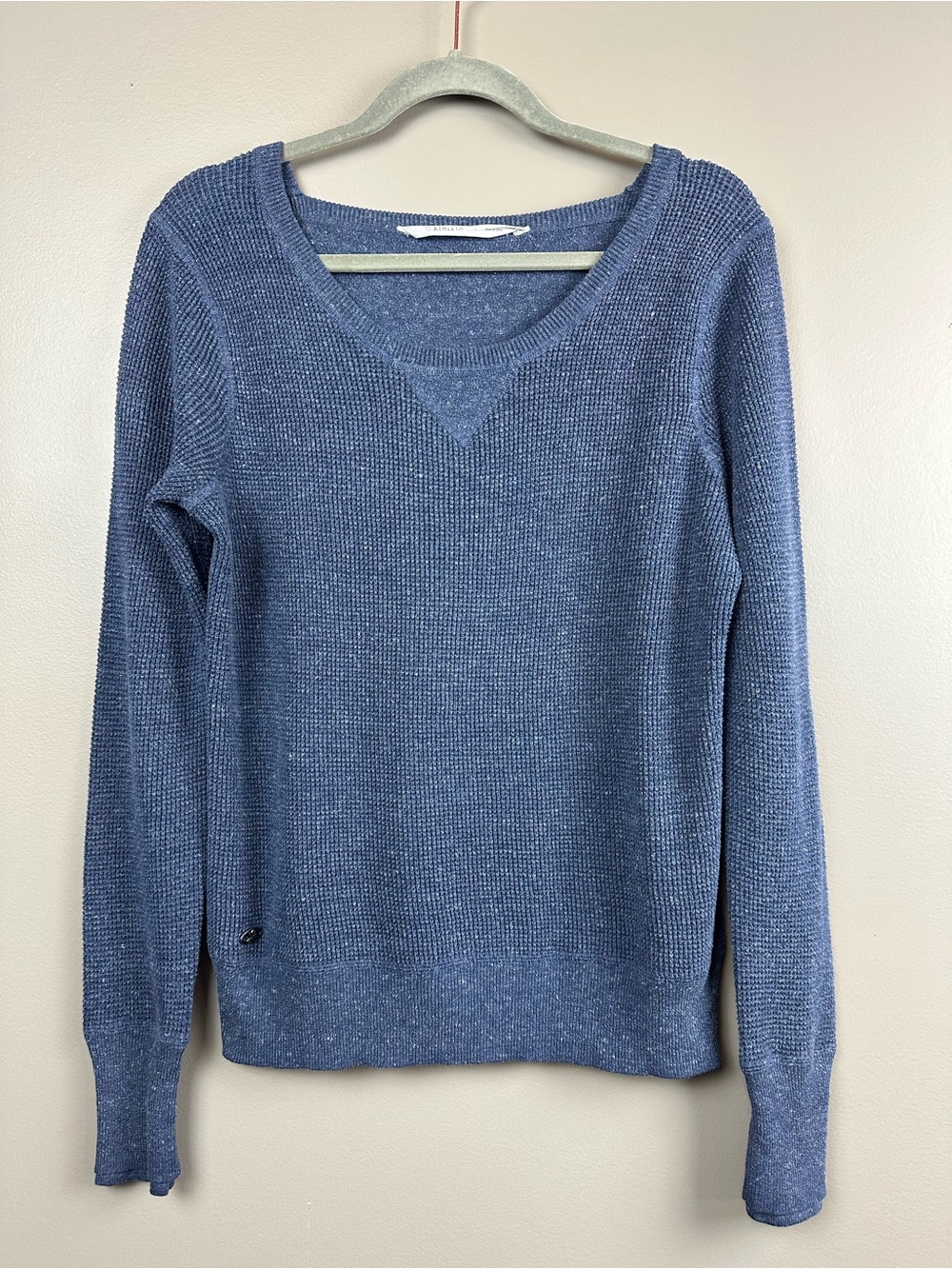 Athleta Slate Blue Knit Scoop Neck Waffle Sweater Large